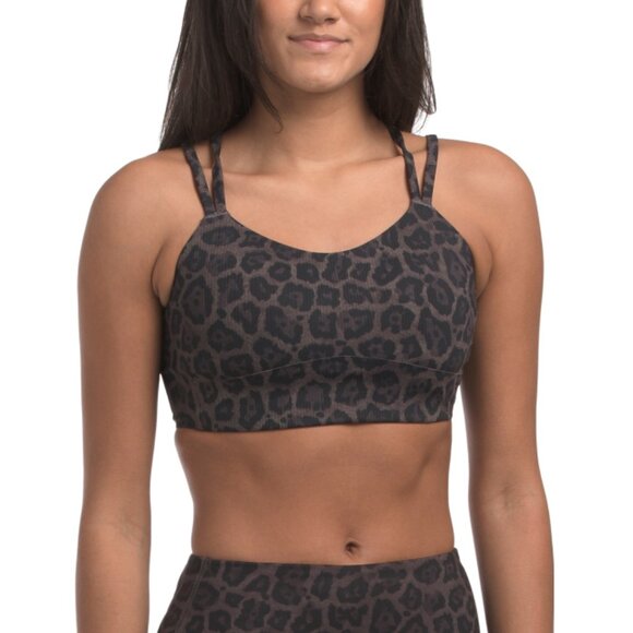 MOVE THEOLOGY Brown Leopard Printed Goddess Bra Top - Picture 1 of 2